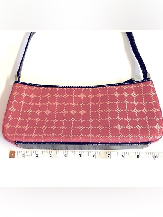 Kate Spade-Classic preppy pink fabric and brown leather strap.Shoulder bag - Picture 5 of 11